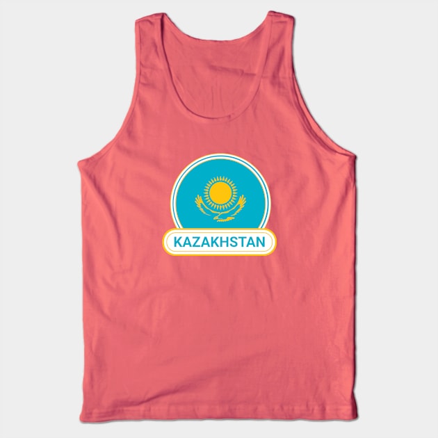 Kazakhstan Country Badge - Kazakhstan Flag Tank Top by Yesteeyear